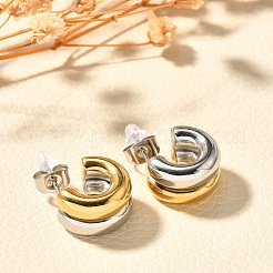 Двухцветные серьги-гвоздики из нержавеющей стали 304&nbsp;EJEW-F355-05GP-05