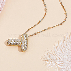 1 шт. латунные подвески в виде букв с микропаве из кубического циркония&nbsp;NJEW-LP0001-43T-G