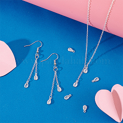 10 шт. 925 подвески-капли из стерлингового серебра с прозрачными кубическими цирконами&nbsp;STER-PH0004-39