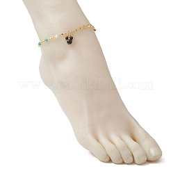 2 комплект из 2-х стилей браслетов на ногу из латунной цепочки со звездой и кисточками ручной работы из стекла&nbsp;AJEW-AN00761