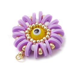 Круглые подвески из полимерной глины и стекла ручной работы с эффектом сглаза&nbsp;PALLOY-MZ00638-04