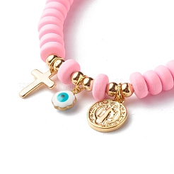 Браслеты из полимерной глины ручной работы эластичные браслеты&nbsp;BJEW-JB06564