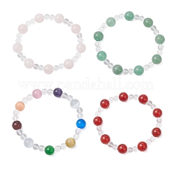 4 комплект из 4-цветных круглых браслетов с бусинами кошачий глаз&nbsp;BJEW-JB12246