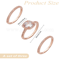 3 шт. латунные кольца с микропаве из кубического циркония для женщин&nbsp;RJEW-LP0001-22