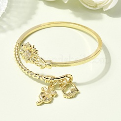 Браслеты-манжеты с прозрачным кубическим цирконием из латуни с микропаве&nbsp;BJEW-F526-02G