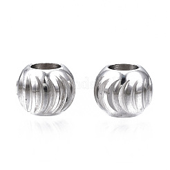 Рифленые бусины из нержавеющей стали 201&nbsp;STAS-S117-014B