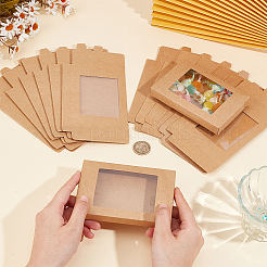 Прямоугольные бумажные коробки для печенья с прозрачным окном&nbsp;CON-WH0107-02A-01