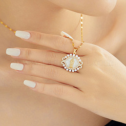 Простые стильные латунные прозрачные кубические цирконии с подвеской в виде сглаза Девы Марии для ежедневного ношения&nbsp;SJ0558-2