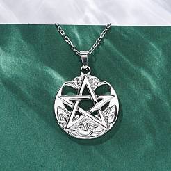 Ожерелья с подвеской в виде пентаграммы викинга из нержавеющей стали 304&nbsp;NJEW-M096-01P