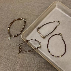 4 шт. 4 стиля: браслеты из сплава и стеклянных бусин&nbsp;FS-WG54F37-01