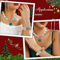 40 шт. 8-х цветные круглые бусины из смоляных стразов с рождественской тематикой&nbsp;OACR-PA0001-22