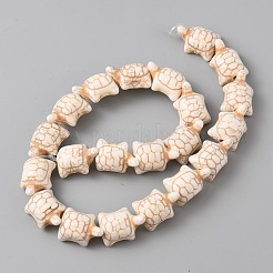 Окрашенные синтетические бирюзовые бусы нити&nbsp;G-WH0030-12B