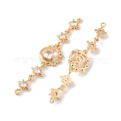 Шармы-соединители из латуни с микропаве из прозрачного кубического циркония&nbsp;KK-Z142-08G