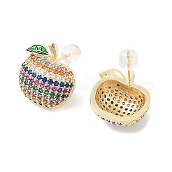 Серьги-гвоздики из латуни с микропаве из кубического циркония&nbsp;EJEW-A120-01