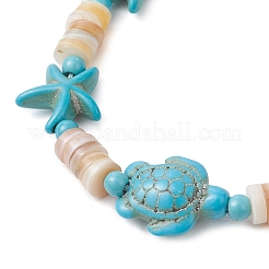 Синтетическая бирюза и натуральные пресноводные ракушки плетеные браслеты из бусин для женщин&nbsp;BJEW-JB12024-02