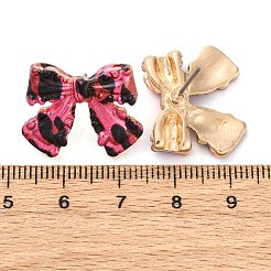 Серьги-гвоздики из сплава с бантом и леопардовым принтом&nbsp;EJEW-Z112-03G