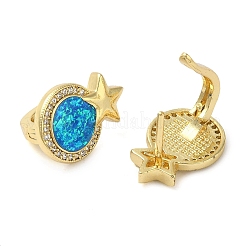 Серьги-кольца из латуни с синтетическим опалом для женщин&nbsp;EJEW-P277-03B-G