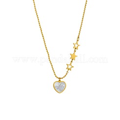 Ожерелья из нержавеющей стали 304 с подвеской в виде звезды и сердца из натуральной ракушки&nbsp;FS-WG20D57-01
