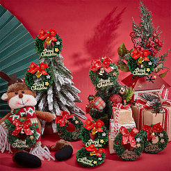 10 шт. 2 вида пластиковых рождественских венков&nbsp;AJEW-OC0014-73