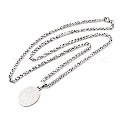 Ожерелья с подвесками в виде овальной медали Святого Бенедикта из нержавеющей стали 201&nbsp;NJEW-B154-01P