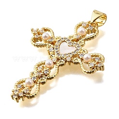 Латунные микропаве кубические цирконии АБС имитация жемчуга подвески&nbsp;KK-D328-03G-D