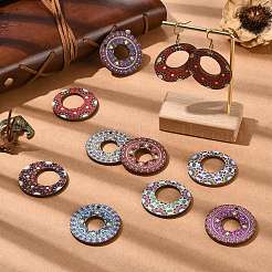 45 шт. подвески из липы с двухцветным принтом&nbsp;WOOD-CJ0002-52