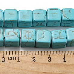 Окрашенные синтетические бирюзовые бусы нити&nbsp;G-G075-B02-01