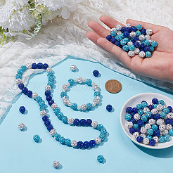 210 шт. 3-х цветные бусины из полимерной глины ручной работы со стразами&nbsp;CLAY-WR0001-02