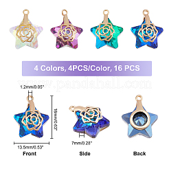 16шт 4 цвета подвески из гальванического стекла&nbsp;EGLA-FH0001-11