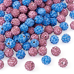 100 шт. 2-цветные бусины из полимерной глины ручной работы со стразами&nbsp;CLAY-TA0001-79A