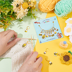 Кулон из сплава эмали пчелы и баночка с медом маркеры петель с замком&nbsp;HJEW-PH01865