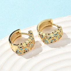 Серьги-кольца в форме сердца из латуни с микропаве из кубического циркония&nbsp;EJEW-A132-10G-01