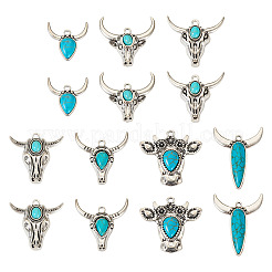 14шт 7 стиля подвески из синтетической бирюзы&nbsp;FIND-TA0003-06