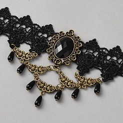 Ожерелья-чокеры с цветочным кружевом&nbsp;NJEW-WH0020-54B