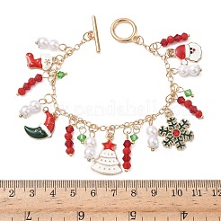 Рождественские браслеты с подвесками из сплава и эмали&nbsp;LS-BJEW-H634-01A-KCG