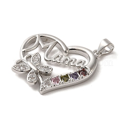 Подвески из латуни с микропаве ко Дню матери и кубическим цирконием&nbsp;ZIRC-P114-01P