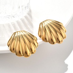 Серьги-гвоздики в форме ракушки из нержавеющей стали 304 для женщин&nbsp;LS-EJEW-K306-23G