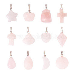 12 шт. подвески из синтетического и натурального розового кварца в двух стилях&nbsp;G-TA0002-20