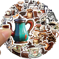 50 шт. винтажная кофемашина и бумажные наклейки с изображением кофейных зерен&nbsp;PW-WGB49A5-01