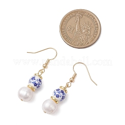 2 пара круглых латунных серег-подвесок&nbsp;EJEW-JE06878