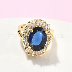 Латунные микропаве кубические цирконии регулируемые манжеты открытые кольца для женщин&nbsp;RJEW-C131-01G