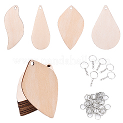 Наборы для самостоятельного изготовления большого брелока-подвески из тополя в форме листа и капли&nbsp;DIY-YW0011-58