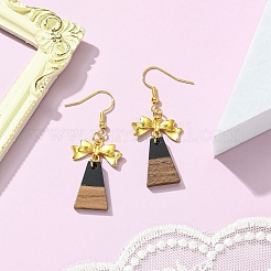 Серьги с подвесками из смолы и орехового дерева&nbsp;EJEW-JE05507-02