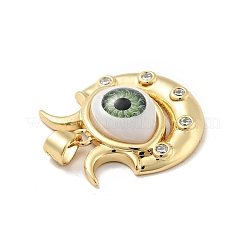 Сглаз с луной латунные подвески из прозрачного кубического циркония с микропаве&nbsp;KK-G419-10G-02