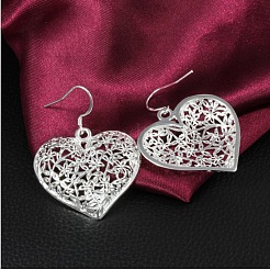 Полые латунные серьги-подвески в форме сердца&nbsp;FS-WG09021-01