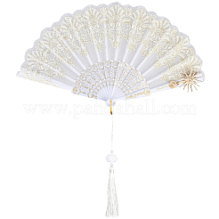 1 шт. складной веер из полиэстера и пластикового сплава&nbsp;AJEW-SP0003-75B