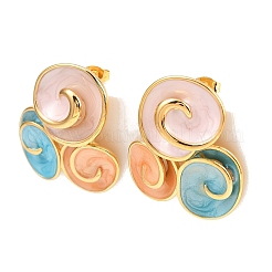 Женские серьги-гвоздики из нержавеющей стали 304 с эмалью в виде спирали&nbsp;EJEW-A138-03G