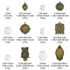 Наборы для изготовления подвесок из белого стекла/круглого стекла и сплава в тибетском стиле своими руками&nbsp;DIY-FS0006-11