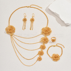 Элегантный сплав цветочных браслетов и серег и ожерелий и колец комплект для женской свадебной вечеринки&nbsp;VN7733