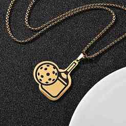 201 нержавеющая сталь пиклбол ракетка подвеска коробка цепи ожерелья для женщин мужчин&nbsp;LS-NJEW-H050-02G